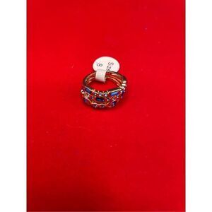 Sterling Silver Ring  Blue Stones 3 Ring Set Tagged, Stamped size 8